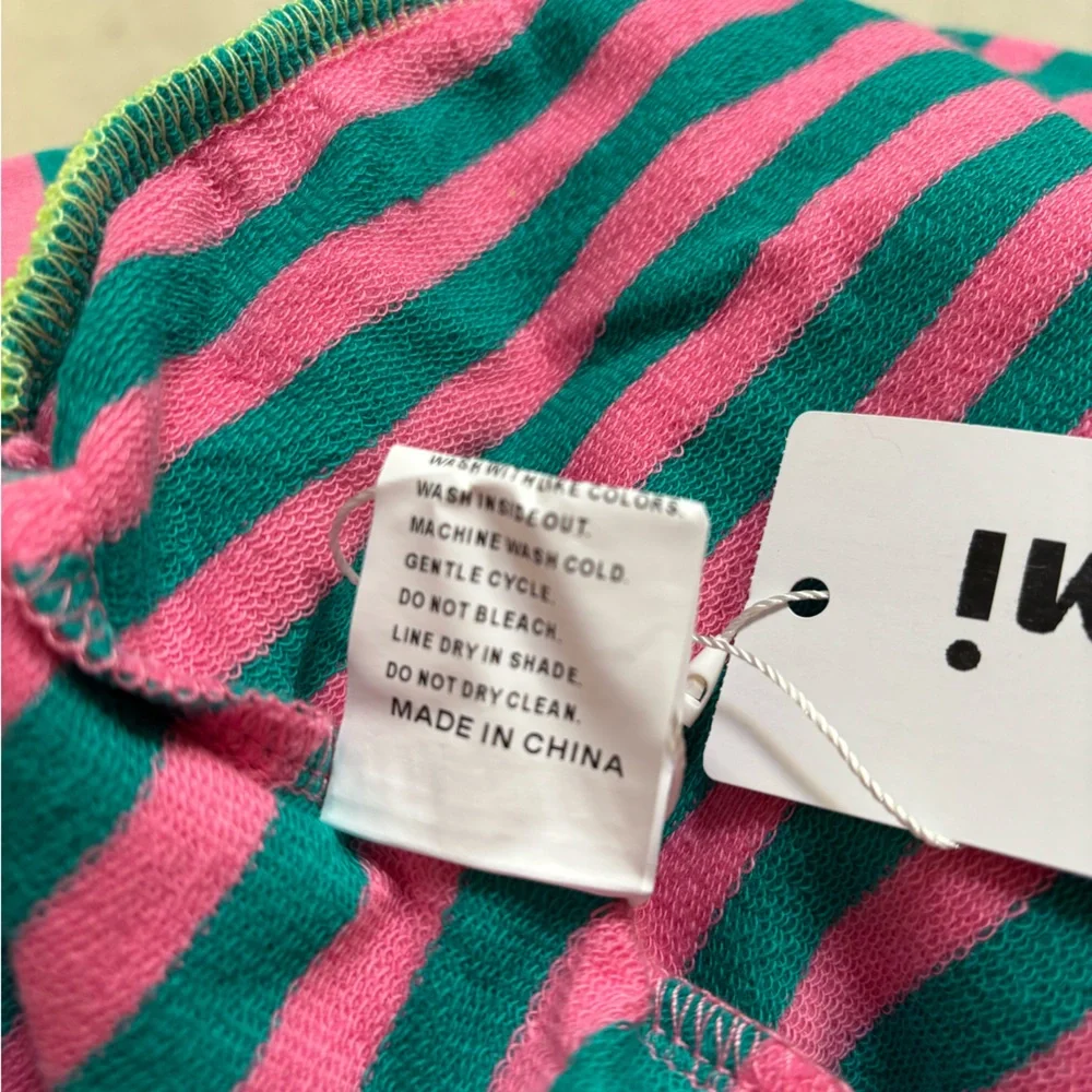 Women’s Striped Pink & Green Oversize Sweatshirt Crewneck Top Large NWT - Picture 5 of 5